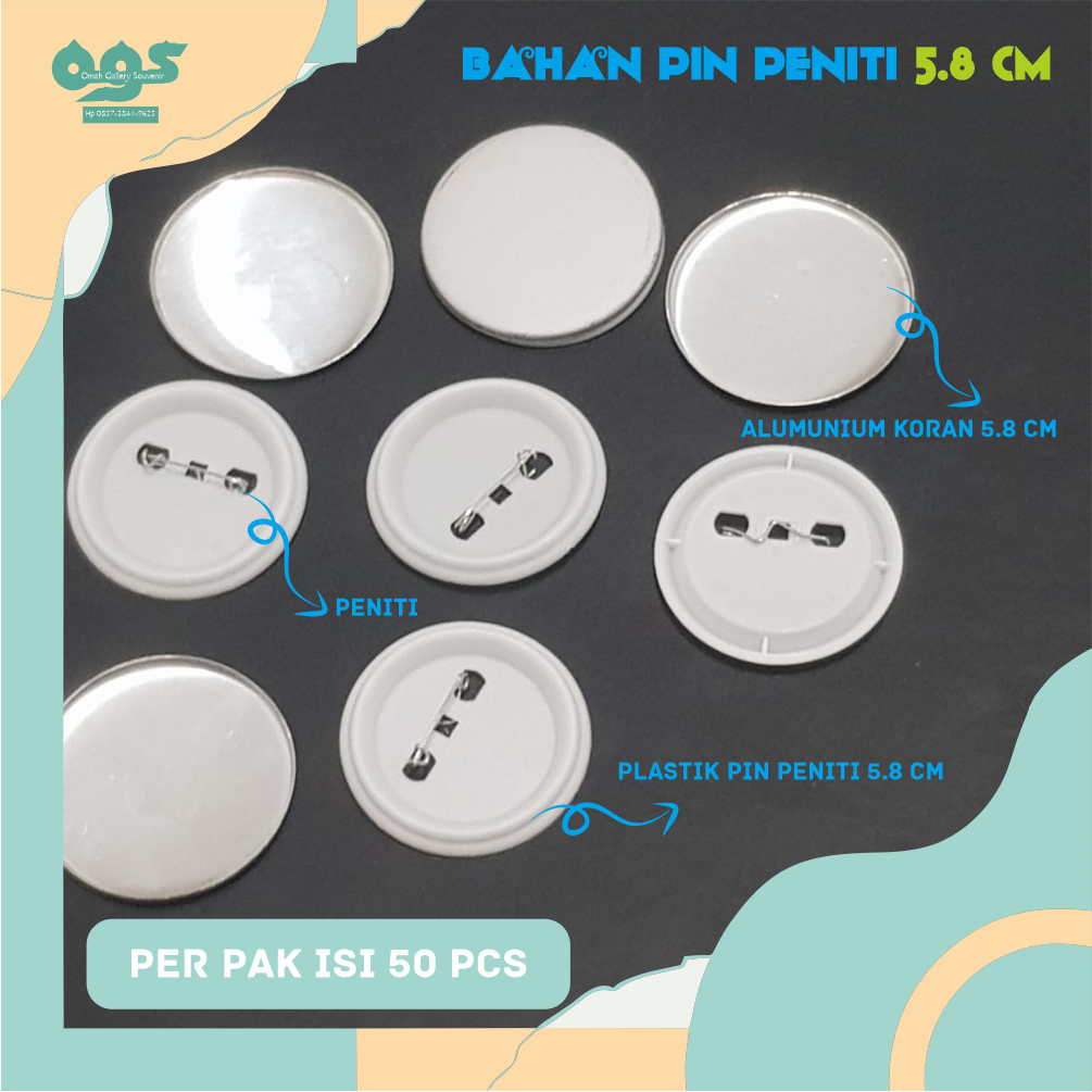 Jual Bahan Pin Peniti 58 mm / 5.8 cm PENITI + alumunium koran per pak ...