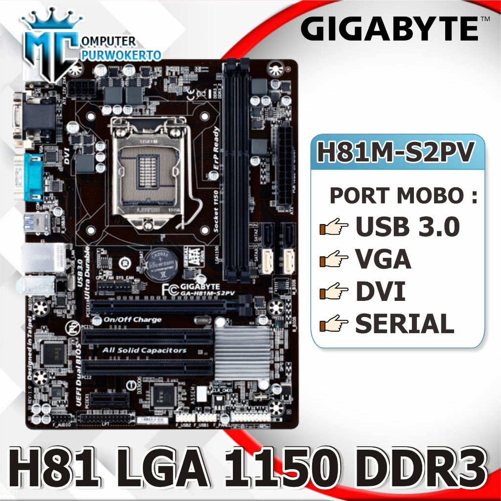 Gigabyte Mainboard H81 Socket 1150 Mainboard Mobo Intel LGA 1150