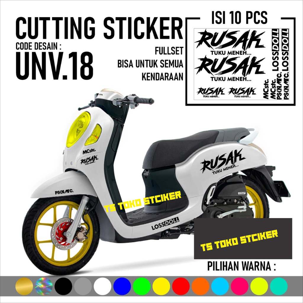 Jual ts Sticker Striping Cutting Scoopy Rusak Tuku Maneh Isi 10 pcs ...