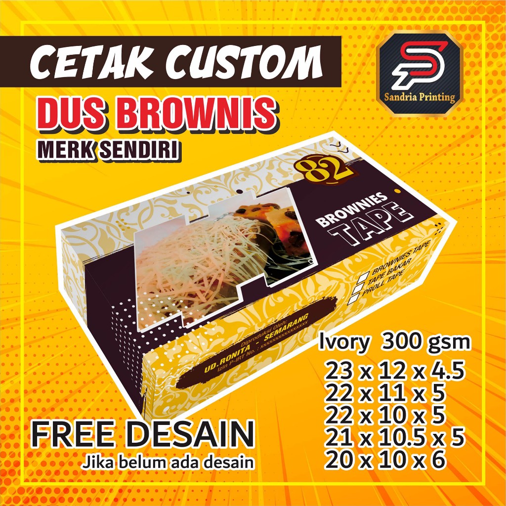 Jual Box Brownies / Dus Brownis / Bolen / Pisang Coklat Custom Merk ...