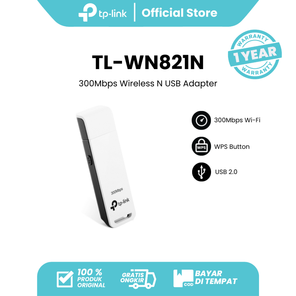 Jual TP Link TL WN821N 300Mbps Wireless N USB Adapter WN821N 300Mbps