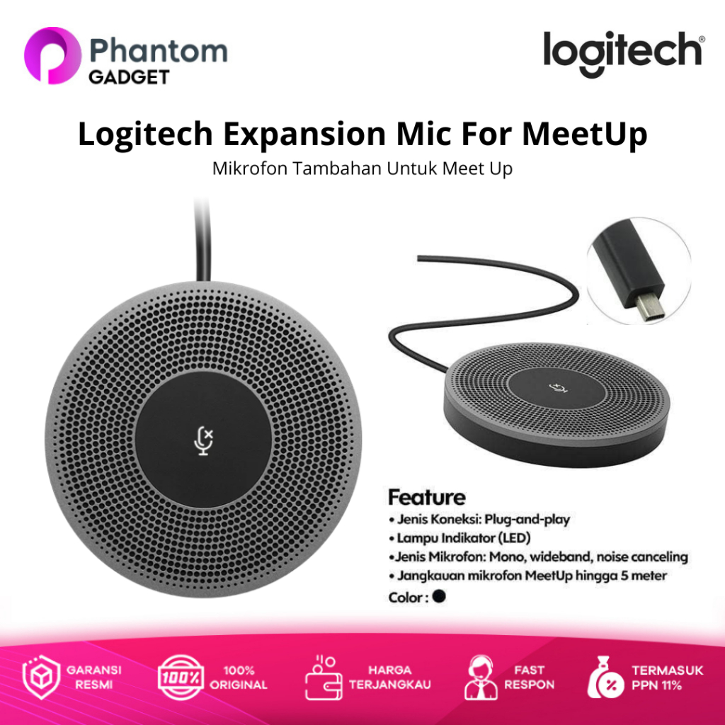 Jual Logitech Expansion Microphone For MeetUp Plug and Play Noise ...