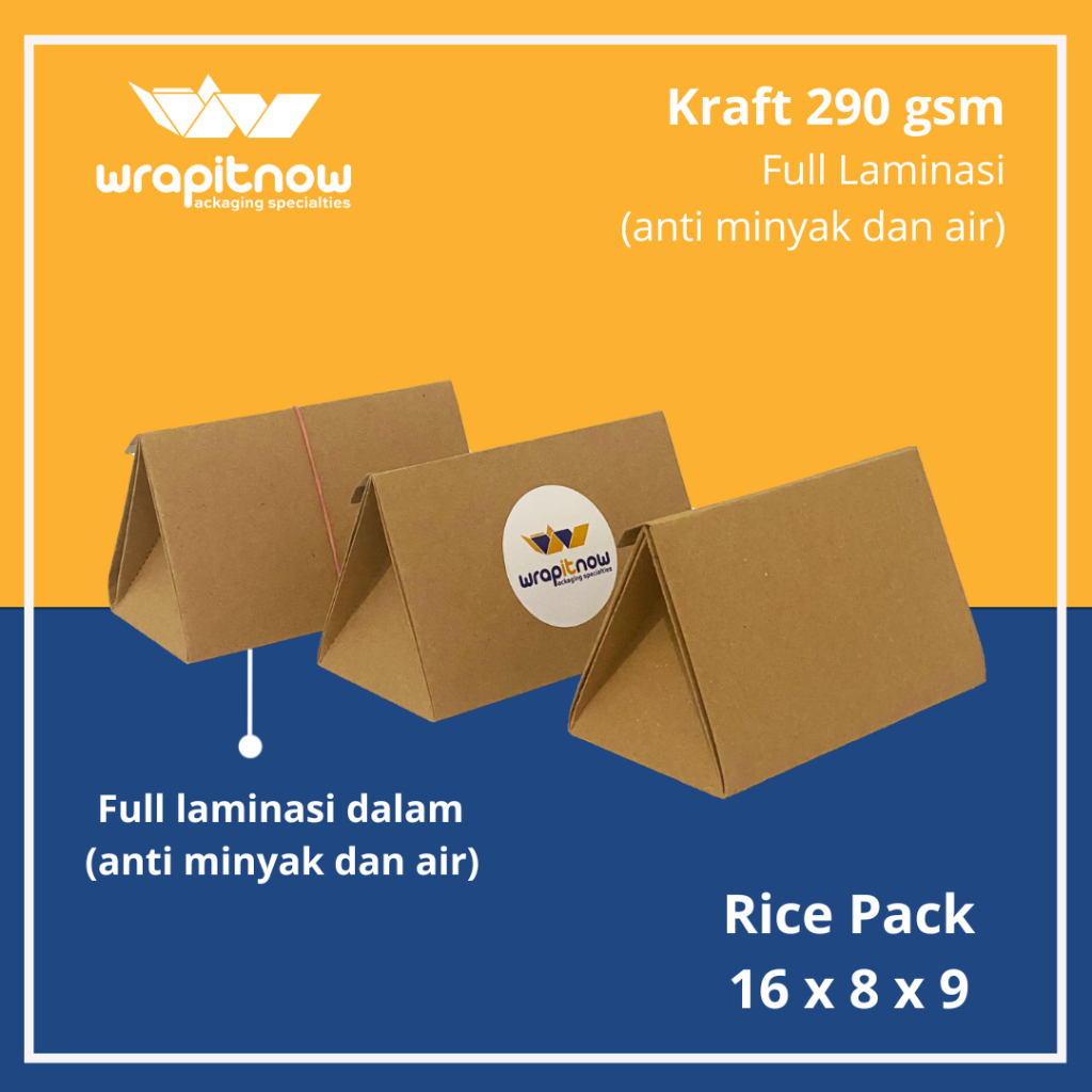 Jual Rice Pack 16x8x9 Kraft Laminasi Bungkus Nasi Rames Ayam Bihun ...
