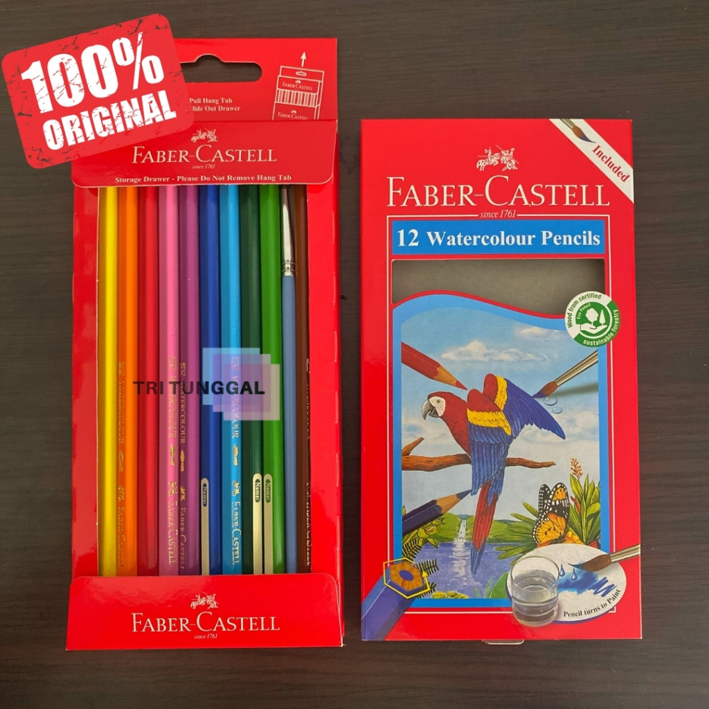 Jual Pensil Warna Isi 12 Watercolor Panjang Colour Pencil Merk FABER