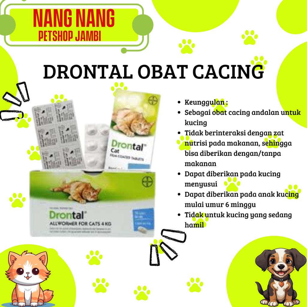 Jual DRONTAL CAT KUCING 1 TABLET Obat Cacing Hewan Kucing Cat Kitten