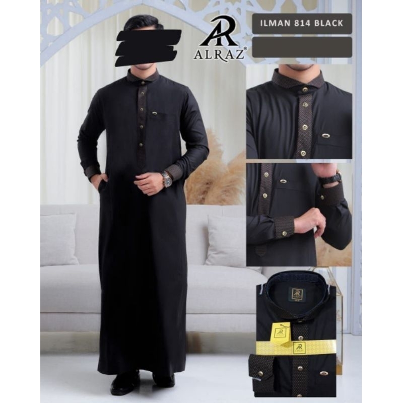 Jual Jubah Alraz Model ILMAN Desain Baru Lengan Manset/Jubah Hitam ...