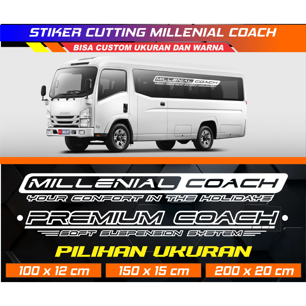 Jual sticker stiker mellenial coach kaca elf dan bus bisa custom ...