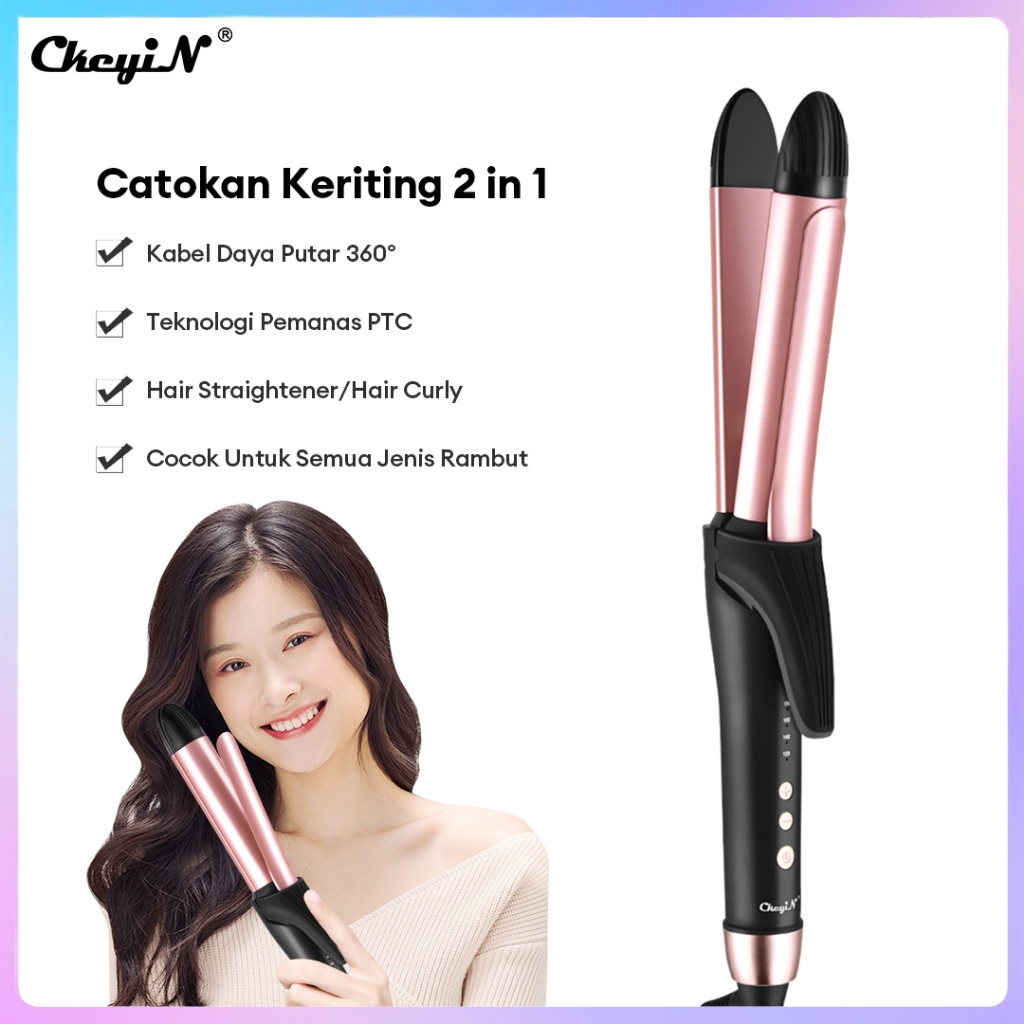 Jual CkeyiN Catokan Rambut Curly 2 IN 1 Hair Straightener Hair Curly ...