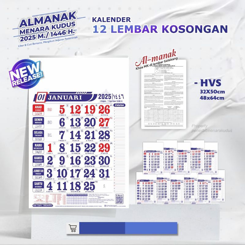 Jual Kalender Besar 2025 jawa dinding lengkap original Almanak