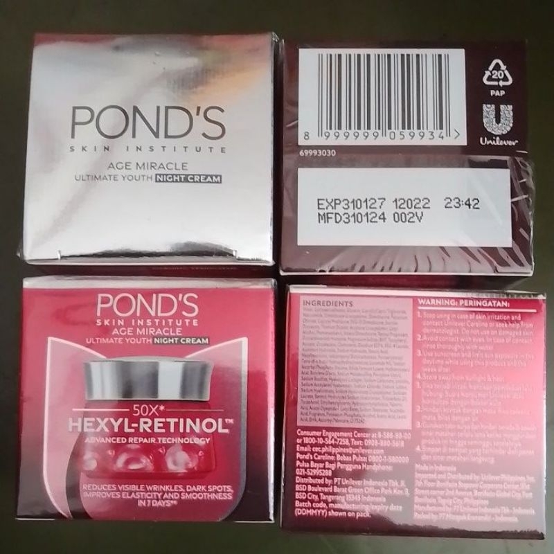 Jual ponds age miracle night cream 9gr 2028 wadah merah | Shopee Indonesia