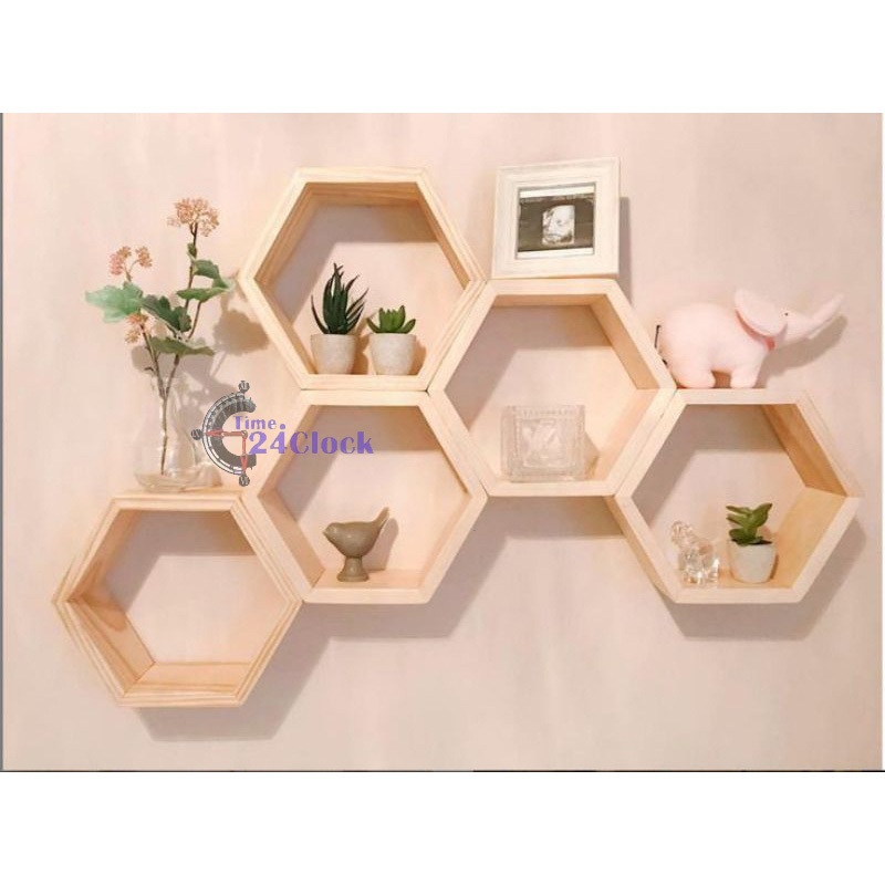 Jual Rak Gantung Hexagonal Segi Enam Minimalis Rak Dinding Kayu Hiasan ...