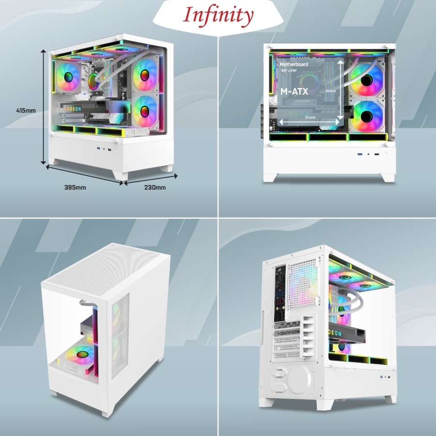 Jual CASING PC INFINITY FREY WHITE M-ATX GAMING CASE - NO FAN | Shopee ...