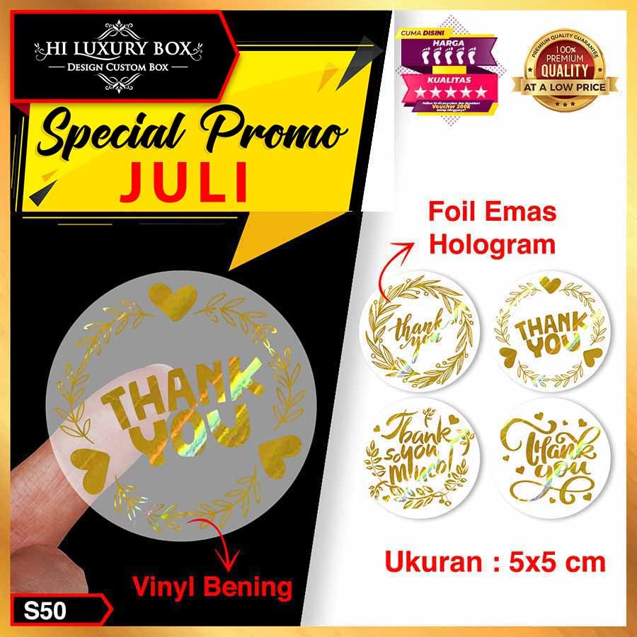 Jual STICKER THANK YOU|VINYL|FASSON|SEGEL|LABEL|AKSESORIS|PACKAGING|S50 ...