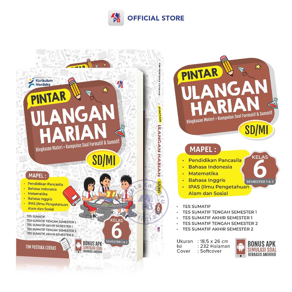 Jual Buku Ulangan Harian SD Kelas 6 Kurikulum Merdeka / Pintar Ulangan ...