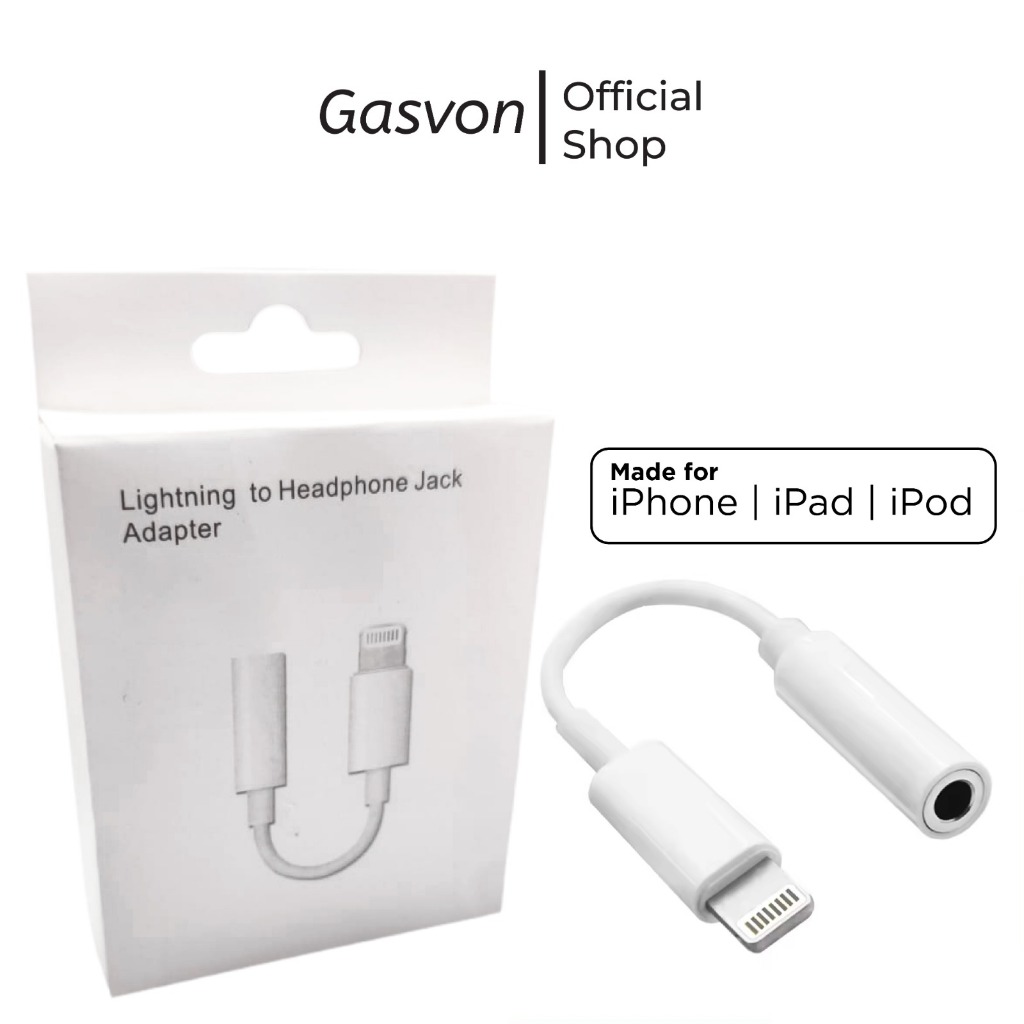 Gasvontech Adapter Lightning To Audio Jack AUX Headphone OTG for  iphone X XS XR 11 12 13 14