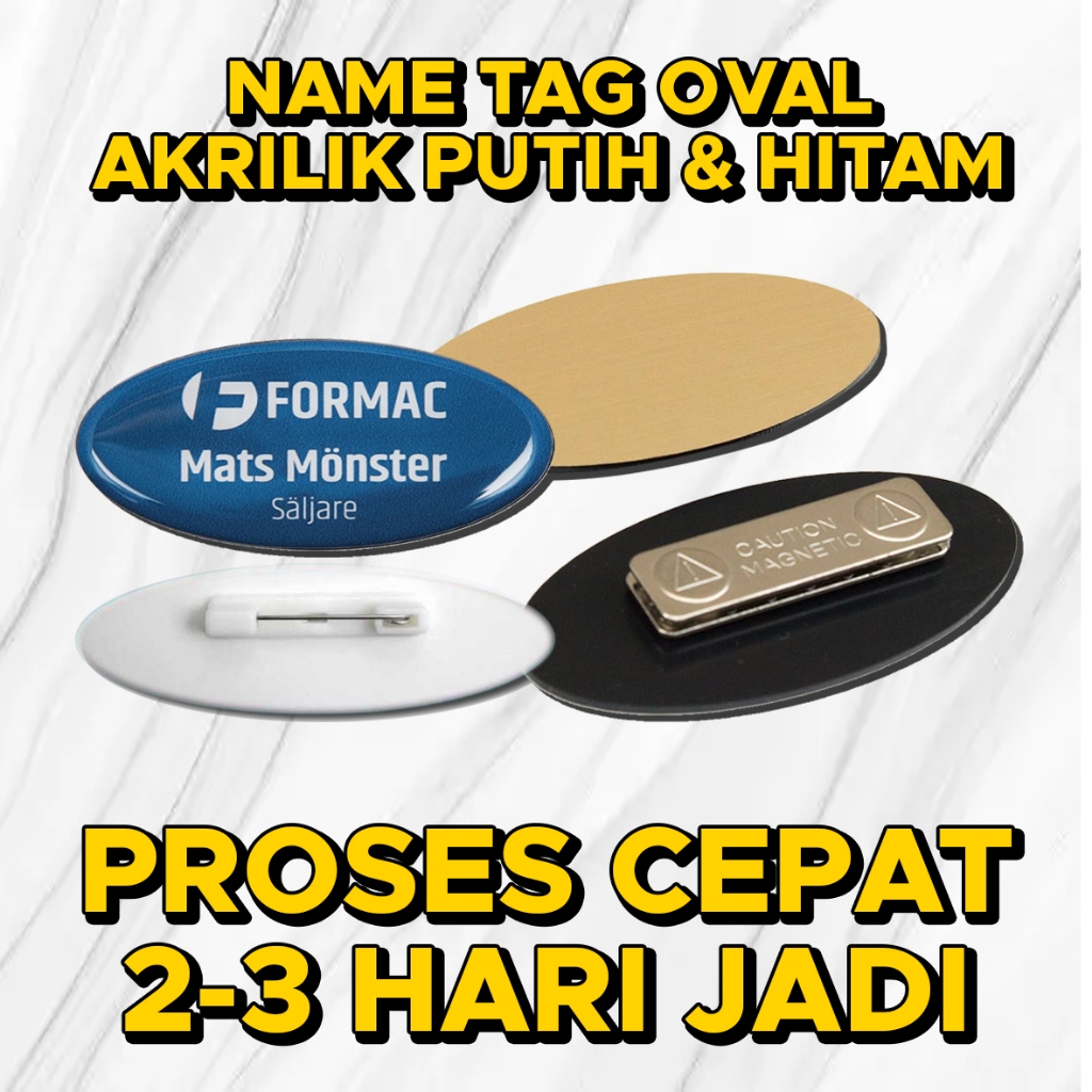 Jual [PROMO] Name Tag oval/Nama Dada/Papan Nama-Akrilik Custom Satuan ...