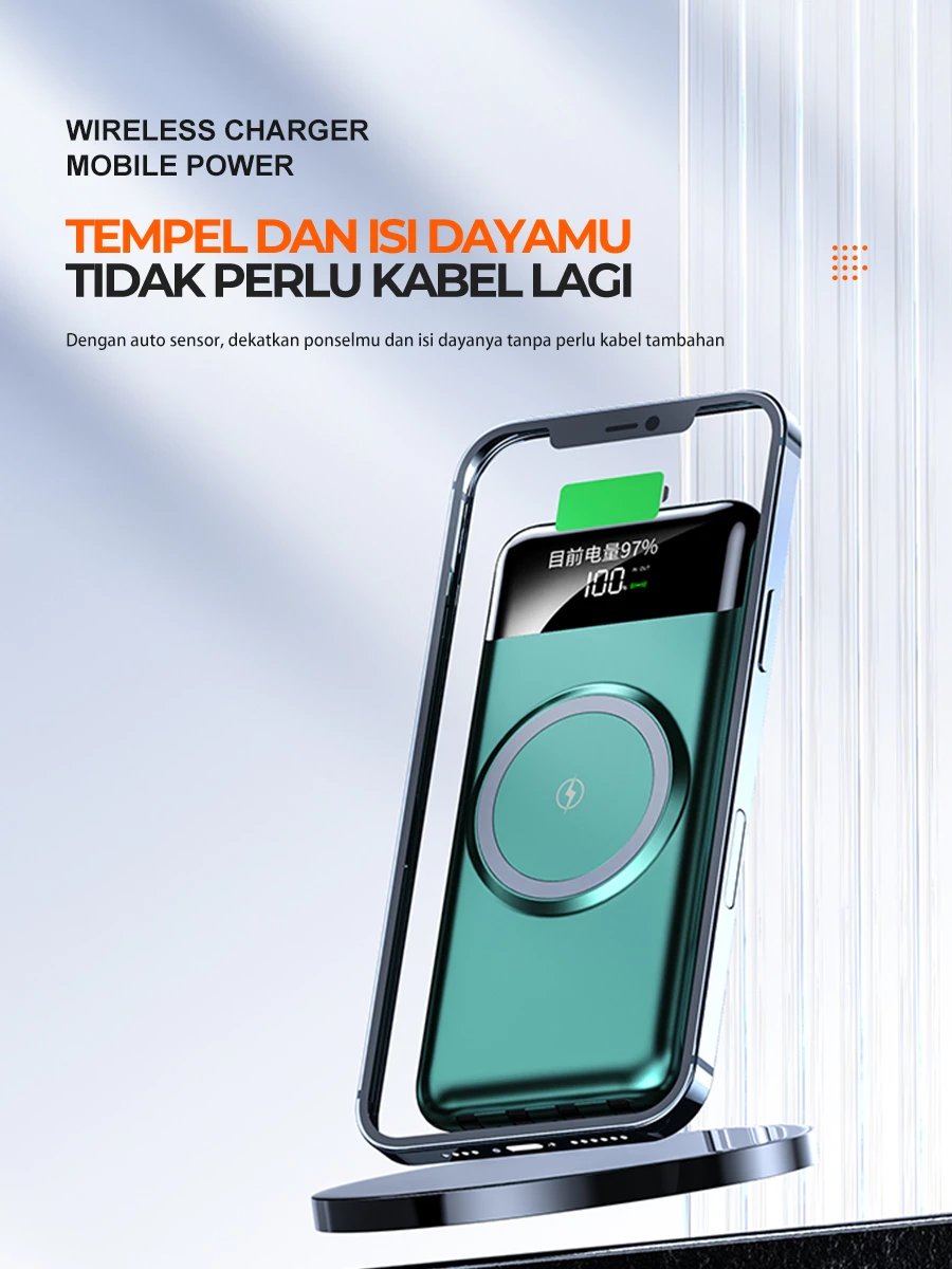 SKCBO Wireless Powerbank 20000mAh Built in Cable Kompatibel dengan semua ponsel Ori for iphone Android
