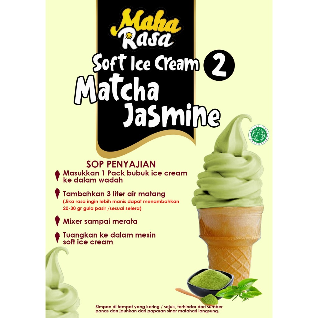Jual Maha rasa Bubuk Ice cream Rasa Matcha Jasmine Premium Soft Ice ...