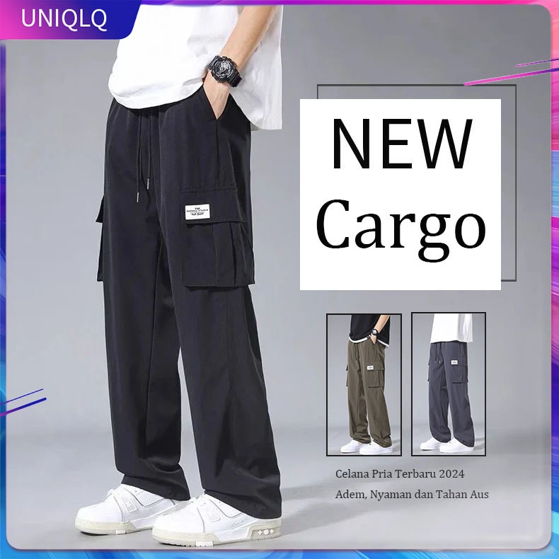 Jual Cargo Pants Pria Hitam Celana Cargo Panjang Pria Korean Style ...