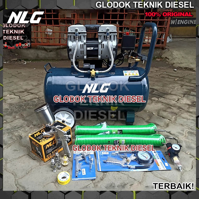Jual PAKET SUPER KOMPLIT Kompressor Oilless Silent NLG 1,75 HP 50 Liter ...