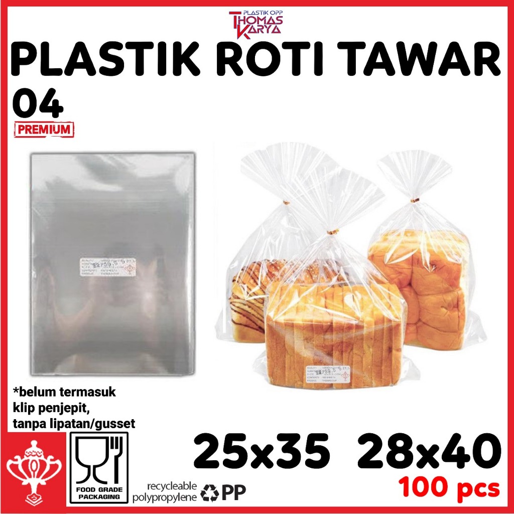 Jual Plastik Roti Tawar 25x35 28x40 isi 100 OPP Jumbo | Shopee Indonesia