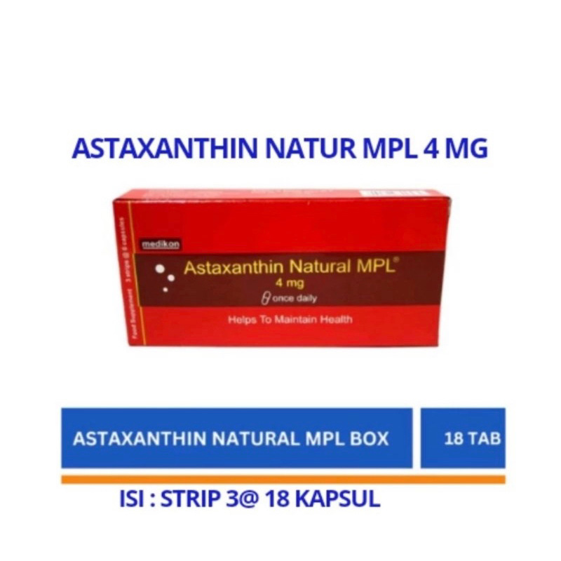 Jual Astaxanthin MPL 4 MG BOX ISI 18 KAPSUL / SUPLEMEN KESEHATAN KULIT