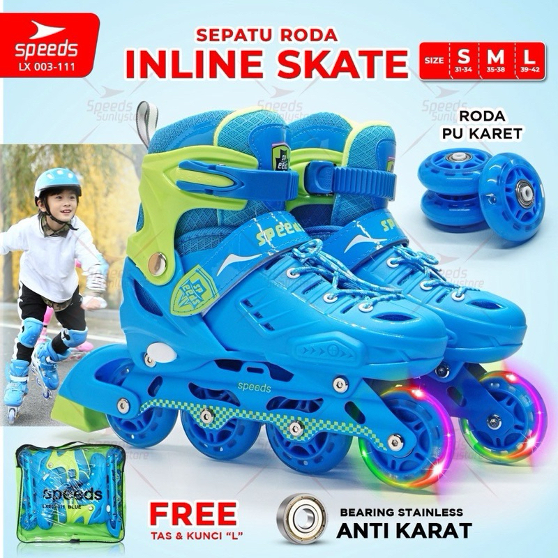 Jual SPEEDS Sepatu Roda Anak dewasa Inline Roda Full Karet PVC PU ...