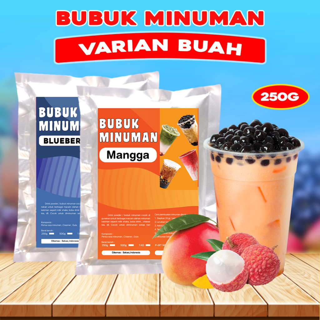 Jual BUBUK MINUMAN RASA 250GR / SERBUK MINUMAN RASA BUAH / BUBUK ...