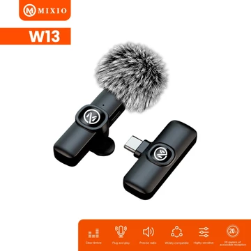 MIXIO W13 W14 Mic Wireless Clip On Microphone Mikrofon Lavalier HP Plug Play