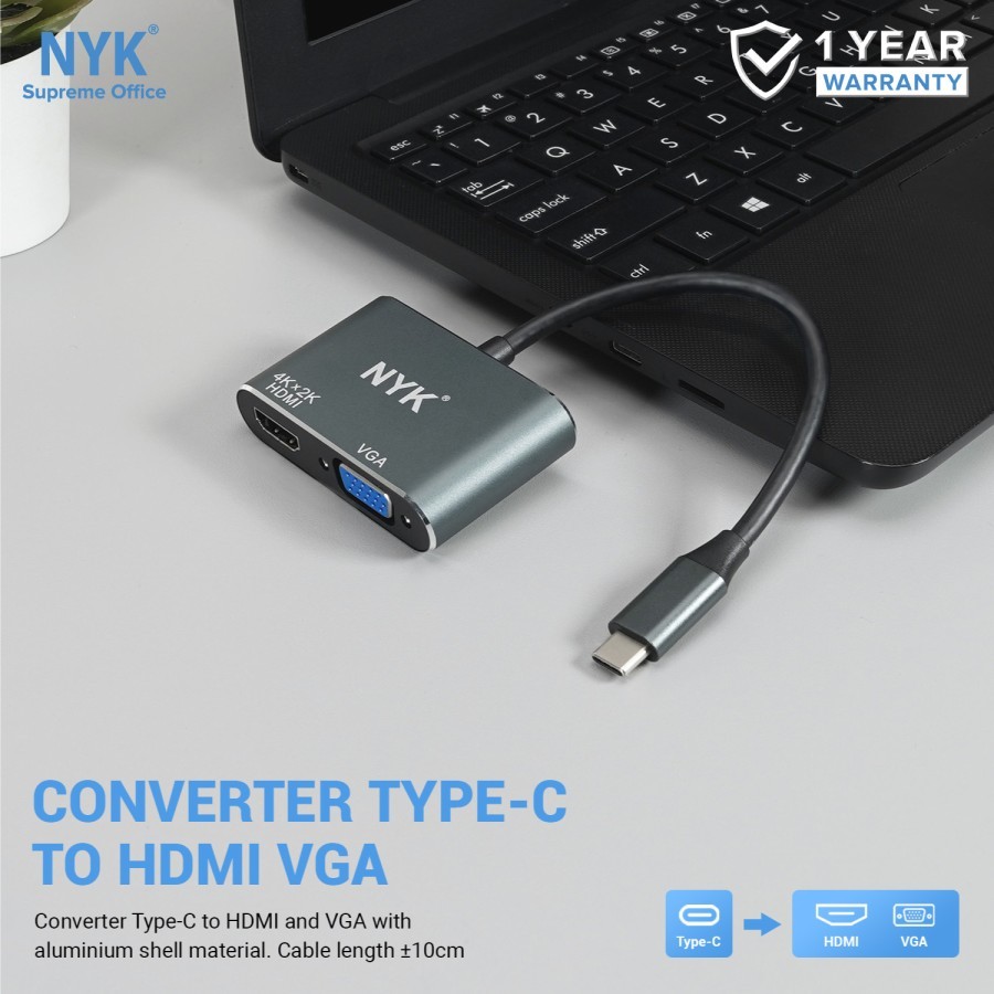 Jual NYK CC21 Converter Usb-C / Type-C to hdmi vga 2 in 1 | Shopee ...