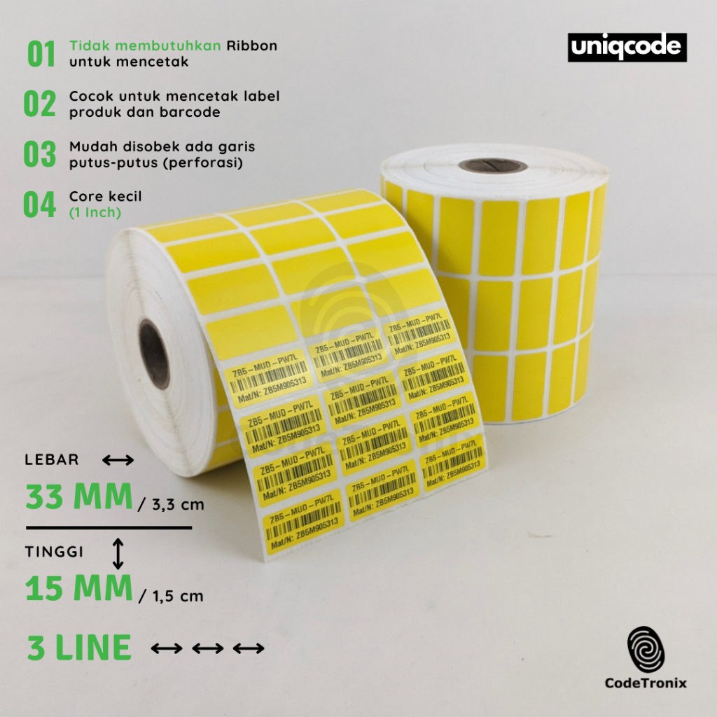 Jual Label Sticker Kertas Thermal 33x15 Barcode Direct Stiker Roll ...