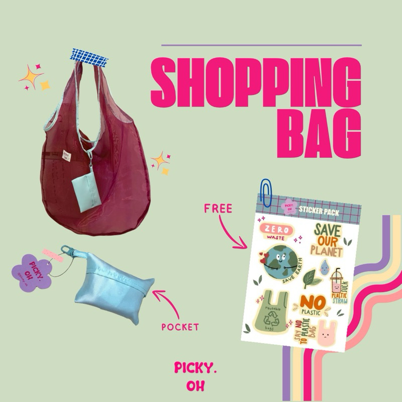 Jual Tas Belanja Pocket Shopping Bag Reusable Bag