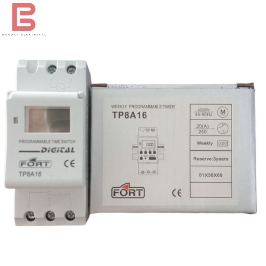 Jual Timer Digital Weekly (DIN-Rail Mounting) TP8A16 220-240VAC Fort ...
