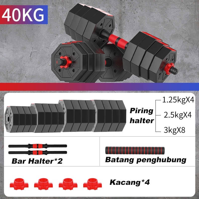 Jual Dumbell Set 30kg/40KG Barbel 4 in1 PVC Alat Olahraga Angkat Besi ...