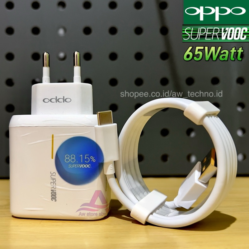 CHARGER OPPO TYPE C SUPER VOOC 65WATT OPPO A54/A74/A76/A96/RENO 4/4F/RENO  5/5F/RENO 6/RENO 7/ ORIGINAL CASAN USB 65W
