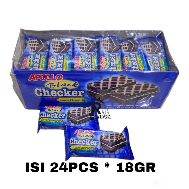 Jual APOLLO CAKE BLACK CHECKER COCOA (18GR X 24PCS) | Shopee Indonesia