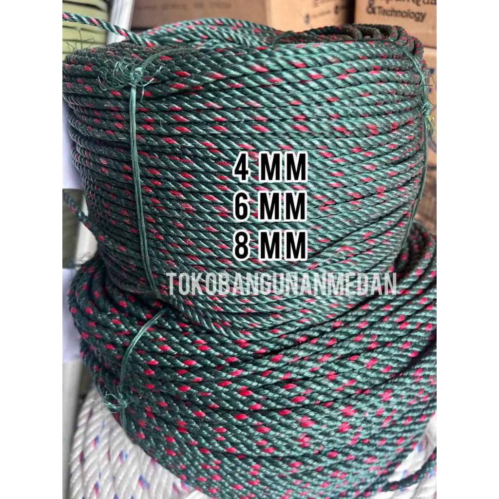 Jual Per meter - Tali Tambang tebal HIJAU bintik 4 6 8 mm / Tali nilon ...