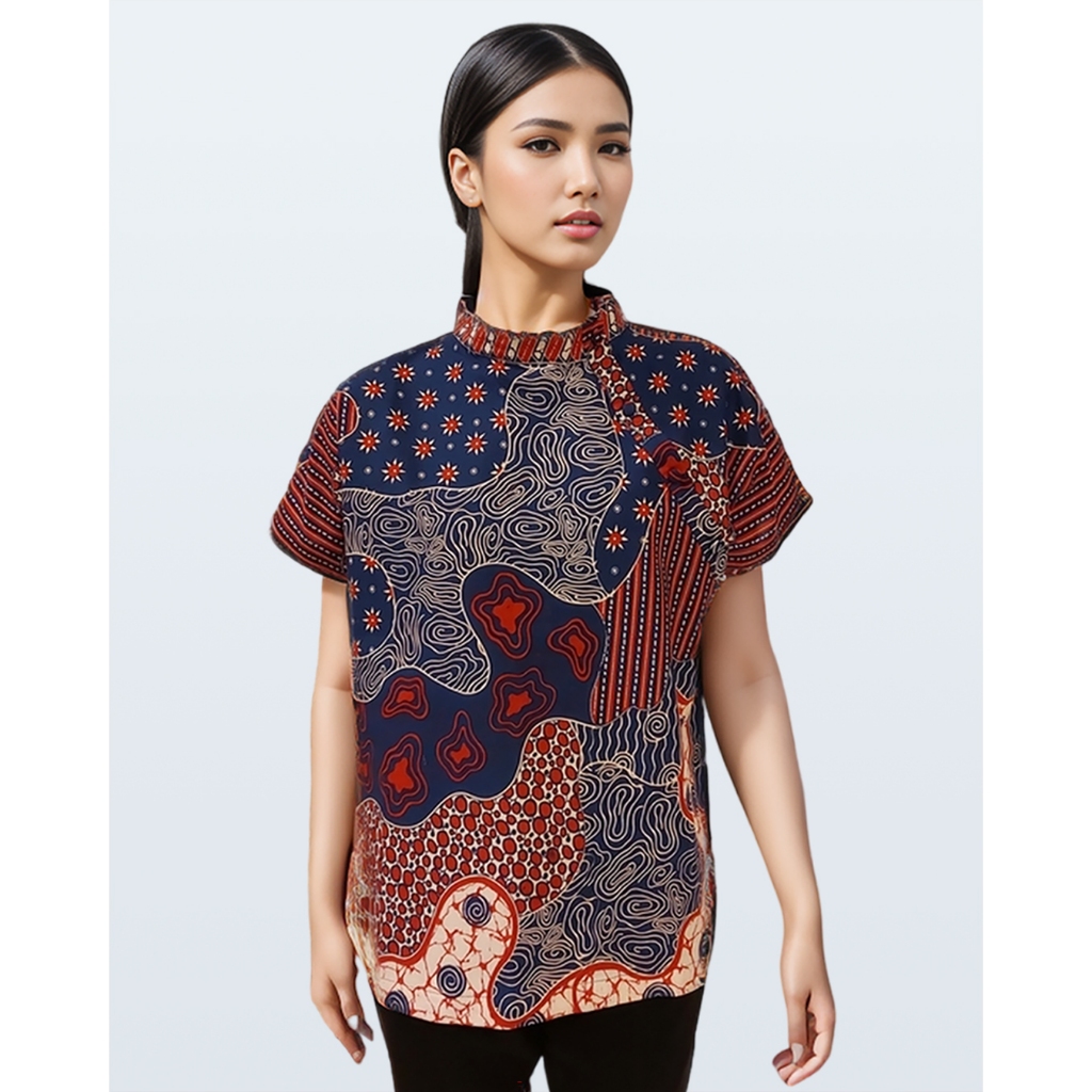 Jual DAYS by Danar Hadi Blouse Pendek Batik Sekar Jagad Modern Kerah ...