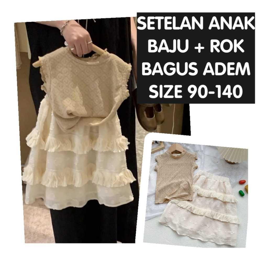 Jual (LOLI-JKT) BS- 624 SETELAN ANAK BAJU KUTUNG KNIT ROK RUMBAI SIZE ...
