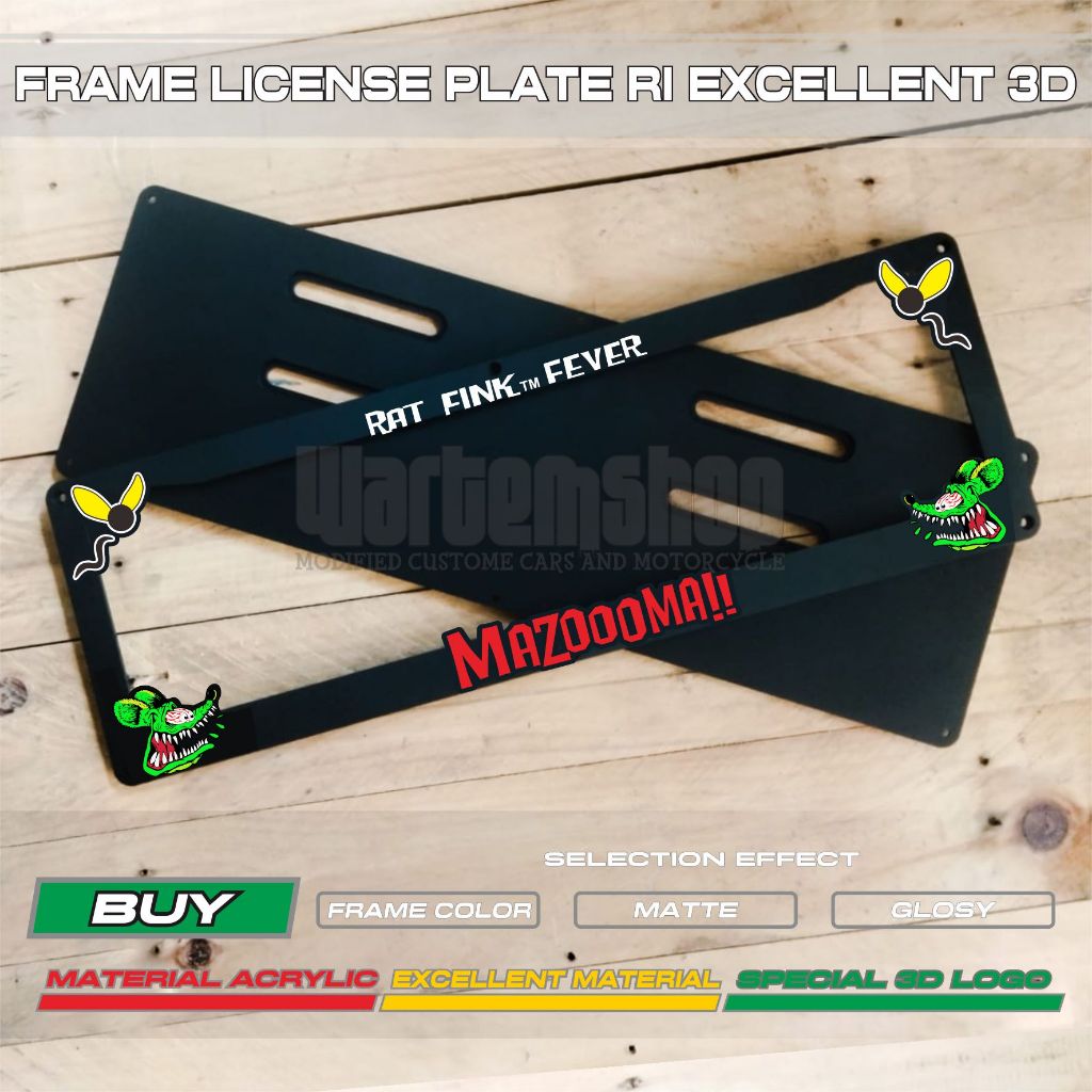 Jual FRAME PLATE CUSTOM STANDARD RI AND EURO 3D RAT FINK | Shopee Indonesia