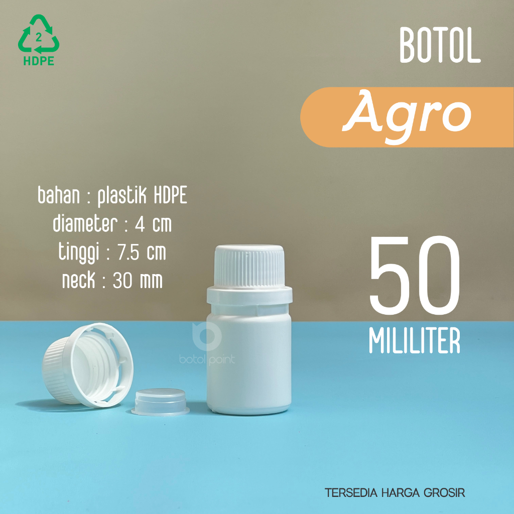 Jual BOTOL AGRO 50 ML HDPE BOTOL LABOR 50 ML BOTOL PLASTIK HDPE 50 ML ...