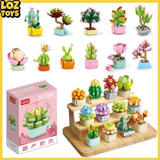 LOZTOYS Mainan Building Blocks Mini Pot Sukulen DIY Susun Balok Bunga Toy Bricks Lucu Tanaman Gift
