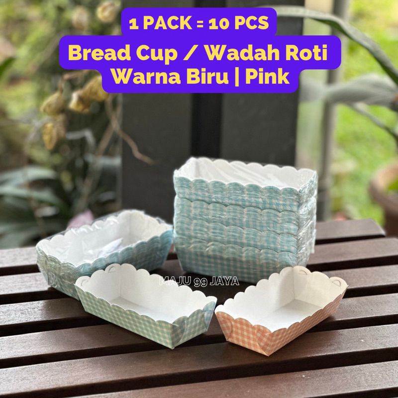 Jual (10 PCS) Bread Cup / Wadah Tatakan Kue Motif Warna Biru & Pink ...