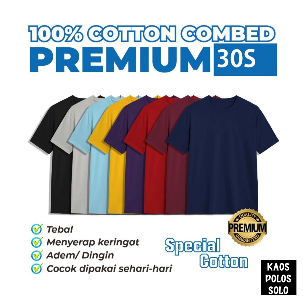 Jual KAOS POLOS PRIA COTTON COMBED 30S | KAOS POLOS LENGAN PENDEK 30s
