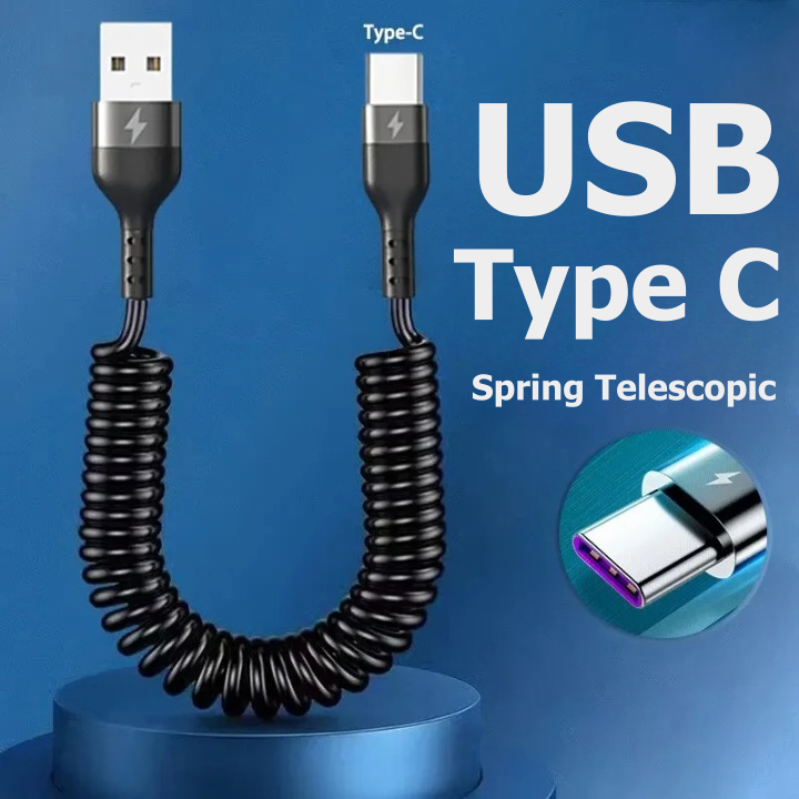 Jual USB To Type C Kabel Data Charge Spiral Spring Fast Charging 8 V 5 ...