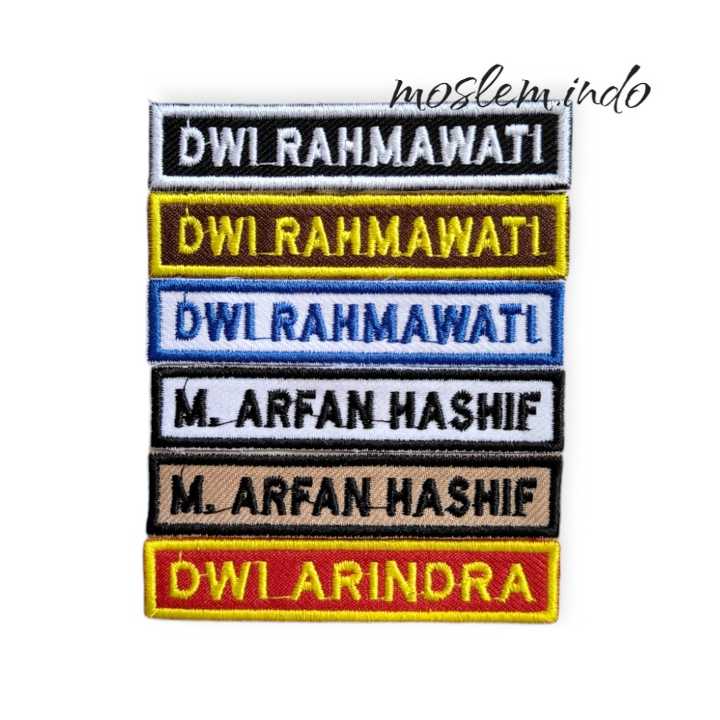 Jual LANGSUNG JADI TANPA P.O papan nama bordir custom bed badge nama ...