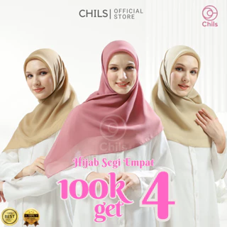 Chils Hijab Segi Empat 80+ Warna Kerudung Jilbab Bella Square Plain Square Pollycotton Premium
