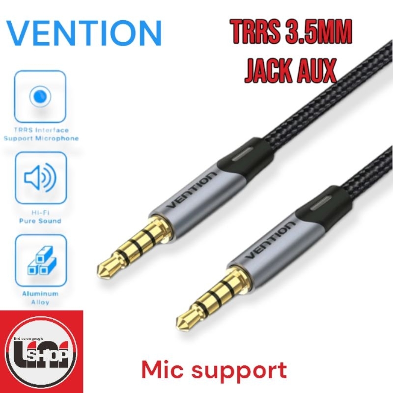 Vention Kabel Audio Aux stereo jack male to male TRRS support Mic