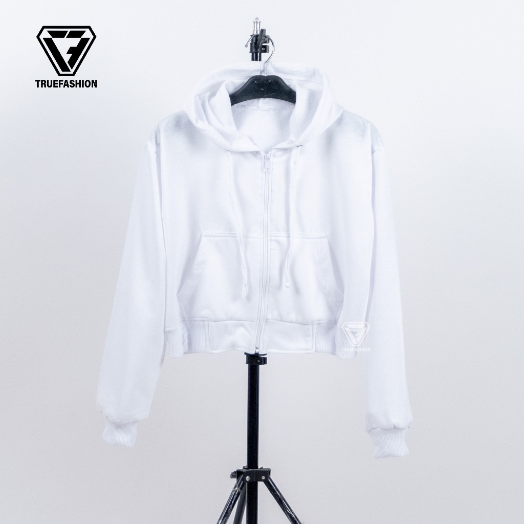 Jual TF Jaket Hoodie Crop Wanita Basic Croptop Zipper Resleting