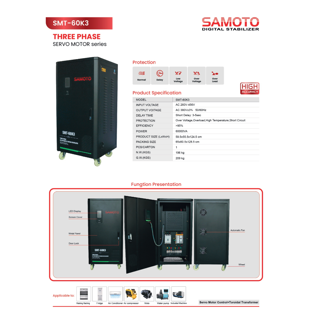 Jual SAMOTO Stabilizer 60000VA Stavolt Three Phase Stavolt SMT60KVA 3 ...
